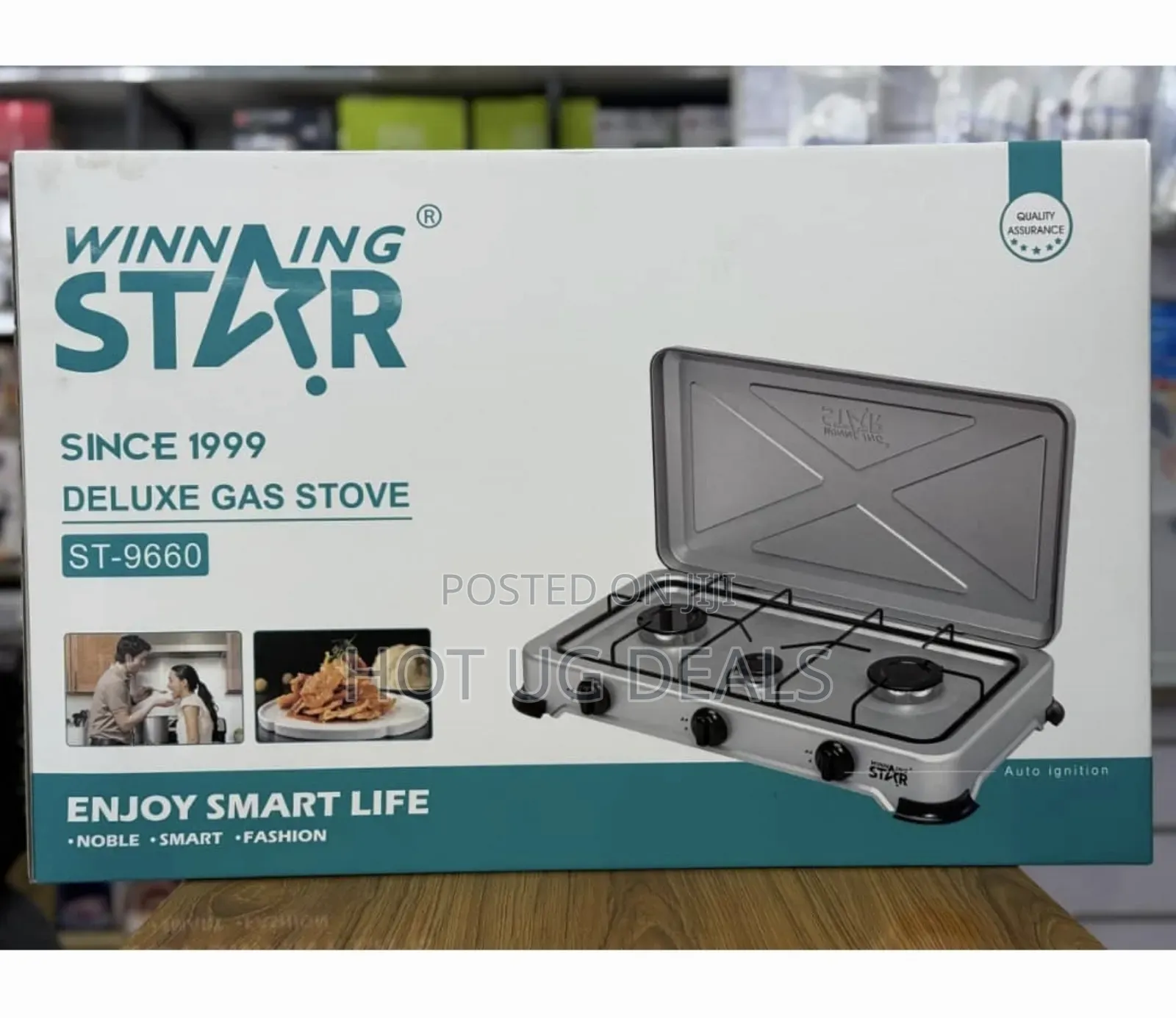 Winning Star 3 Burner Gas Cooking Stove With Lid-Grey
