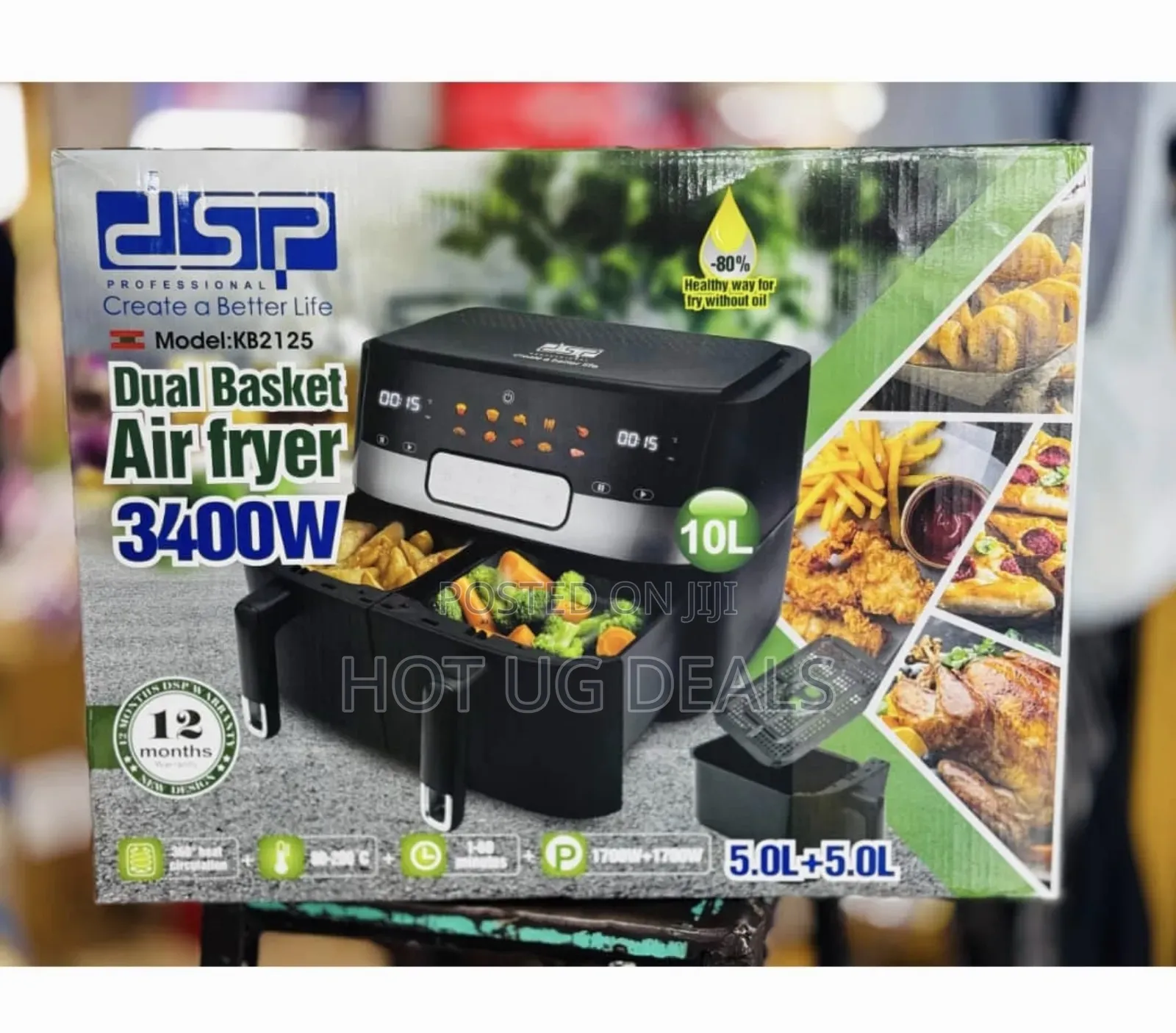 DSP 10l Double 5 + 5 Digital Air-Fryer With 2 Baskets Oven