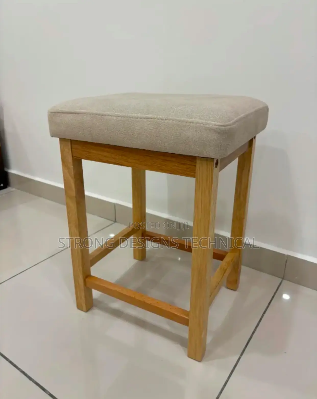 Wooden Stool With Cushion.