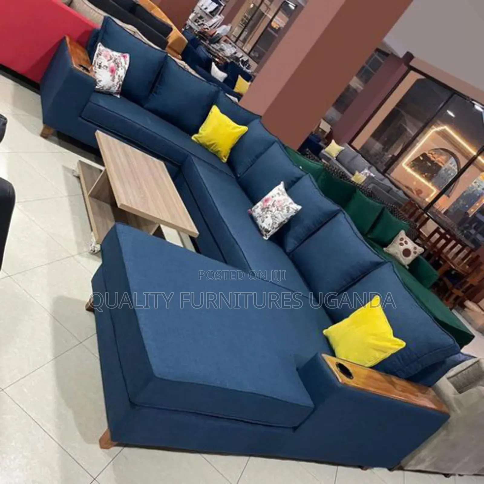 Light Blue U Shaped Sofa
