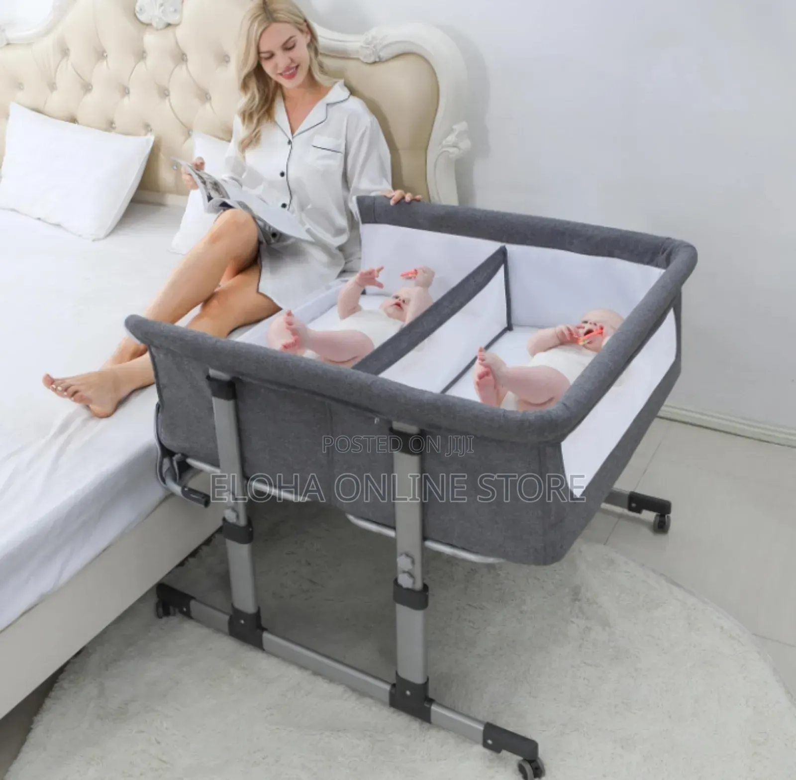 Double Bassinet Bedside Sleeper for Twins