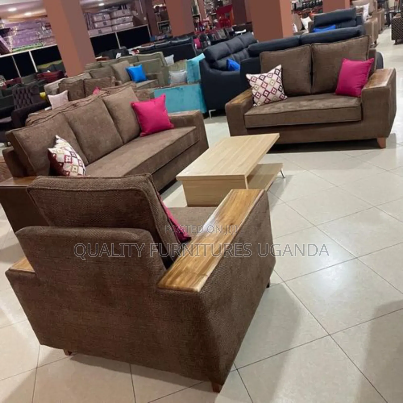 Low Back 6 Sitter Wooden Armless Sofa Set