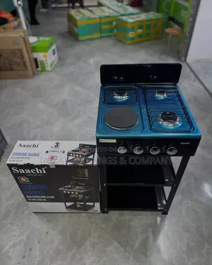 Saachi Stainless Steel Gas Burner With 3 Gas +1 Hot Plate