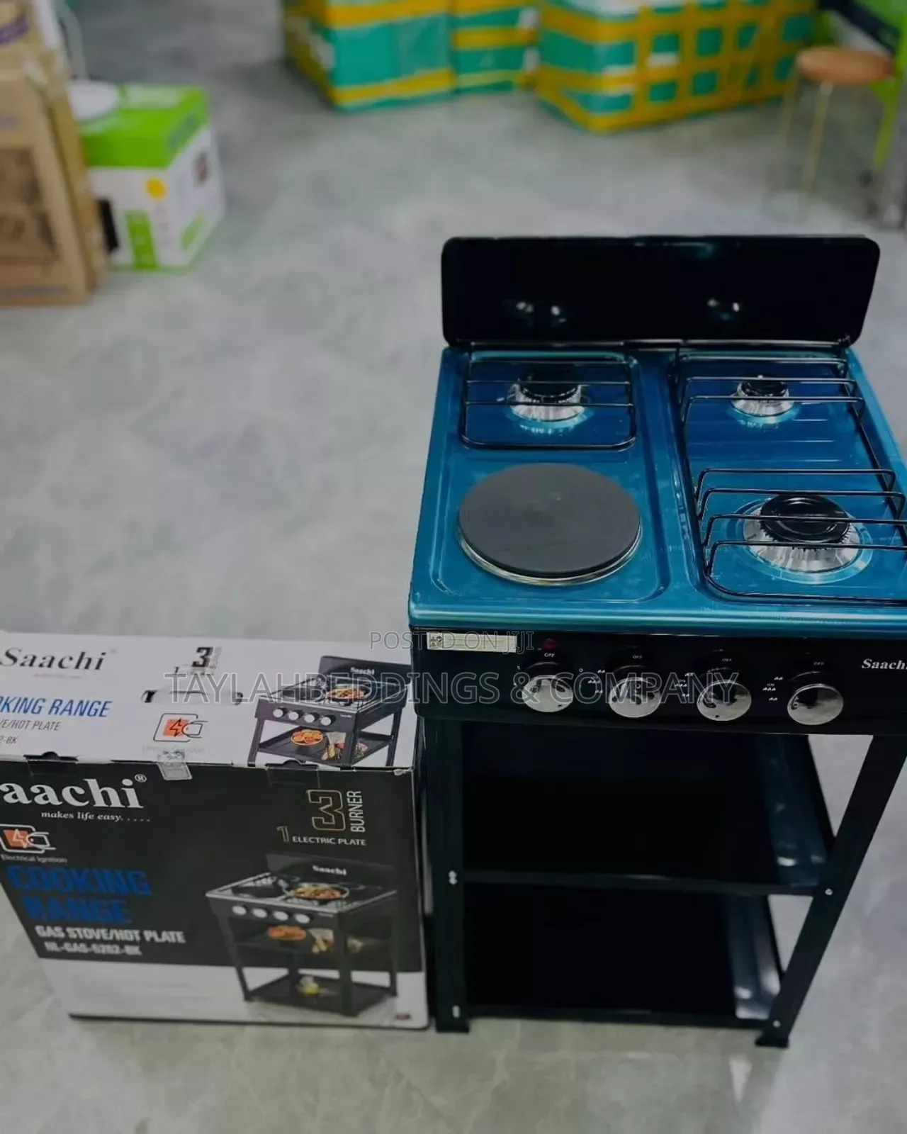 Saachi Stainless Steel Gas Burner With 3 Gas +1 Hot Plate