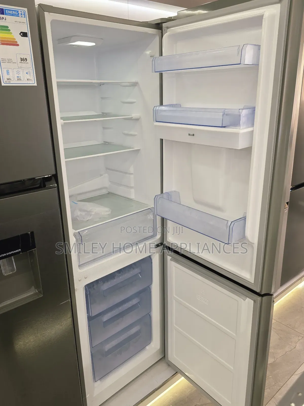 369ltrs Defrost SPJ Fridge Black Mirror Finish Double Door