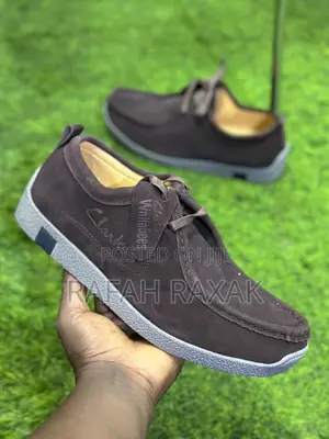 Photo - Original Men’S Coffee Brown/Grey Suede Clarks Wallabees