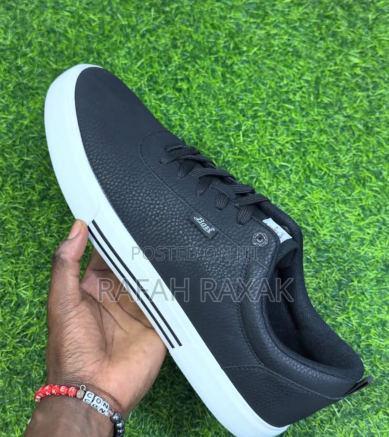 Original Black/White Bass Leather Lace Up Sneakers