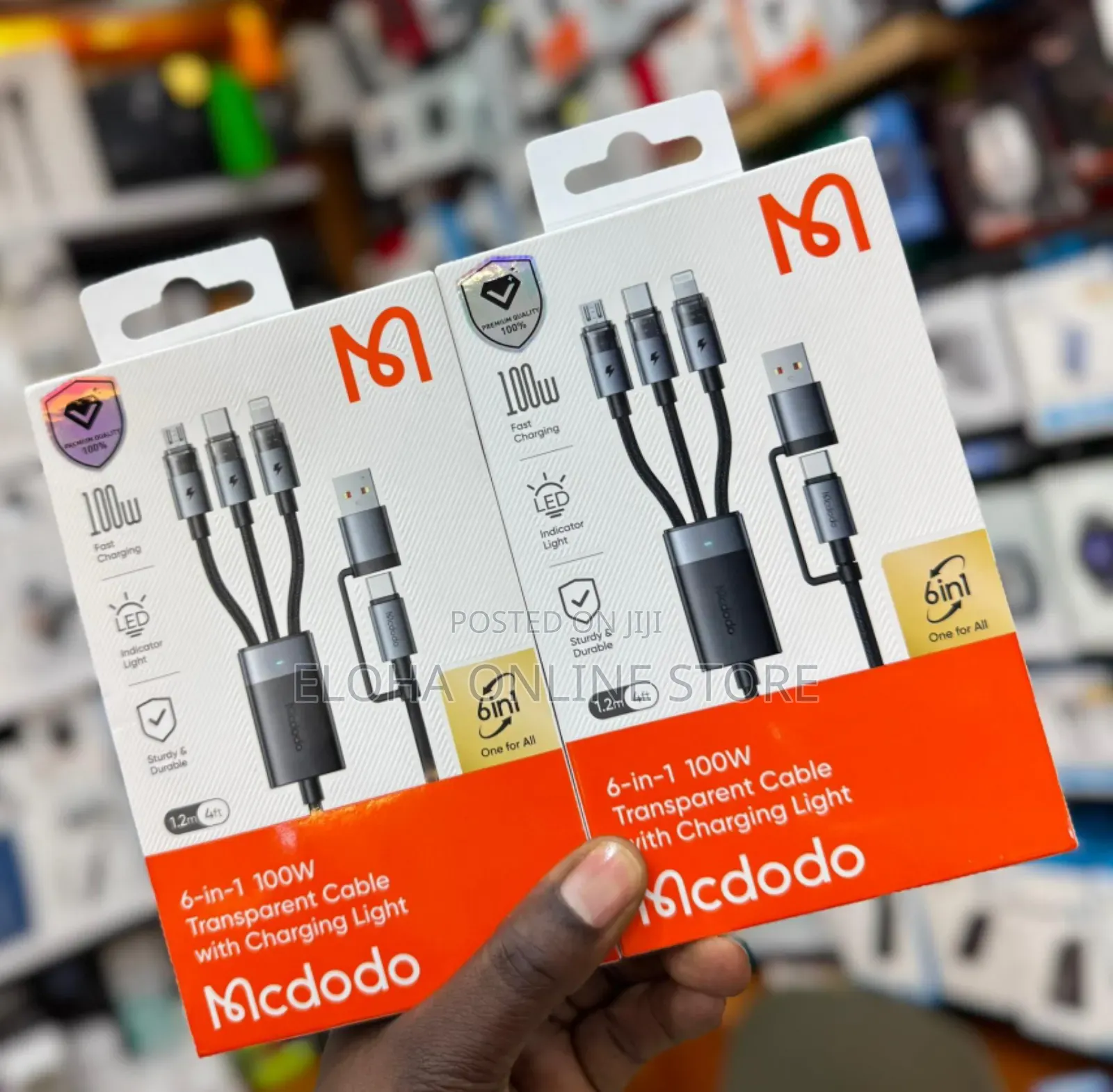 McDodo 6-in-1 100w Transparent Cable With Charging Light