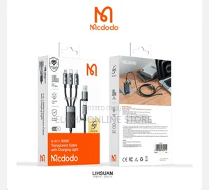McDodo 6-in-1 100w Transparent Cable With Charging Light