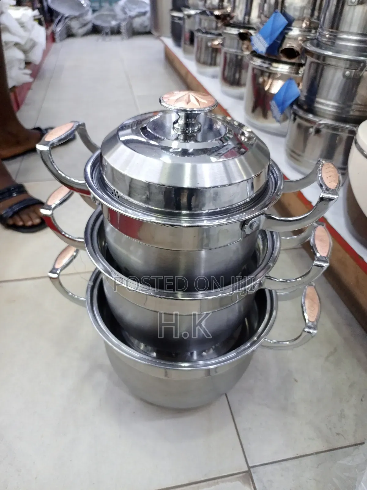 6-Piece Stainless Steel Cookware Set. 20,22,24cm