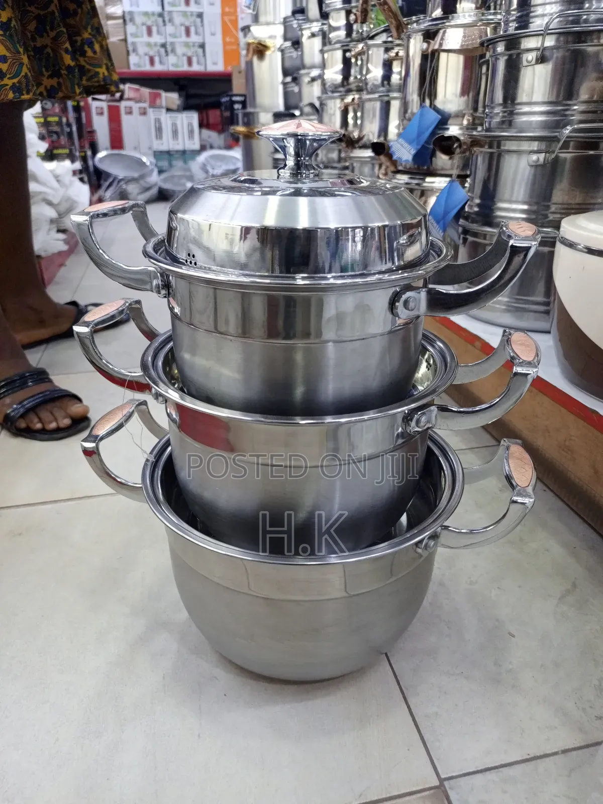 6-Piece Stainless Steel Cookware Set. 20,22,24cm