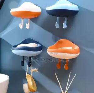 No Drill Cloud Style Soap Holder With Hooks