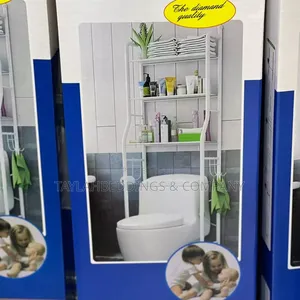 Bathroom, Toilet, Washing Machine Storage Rack White