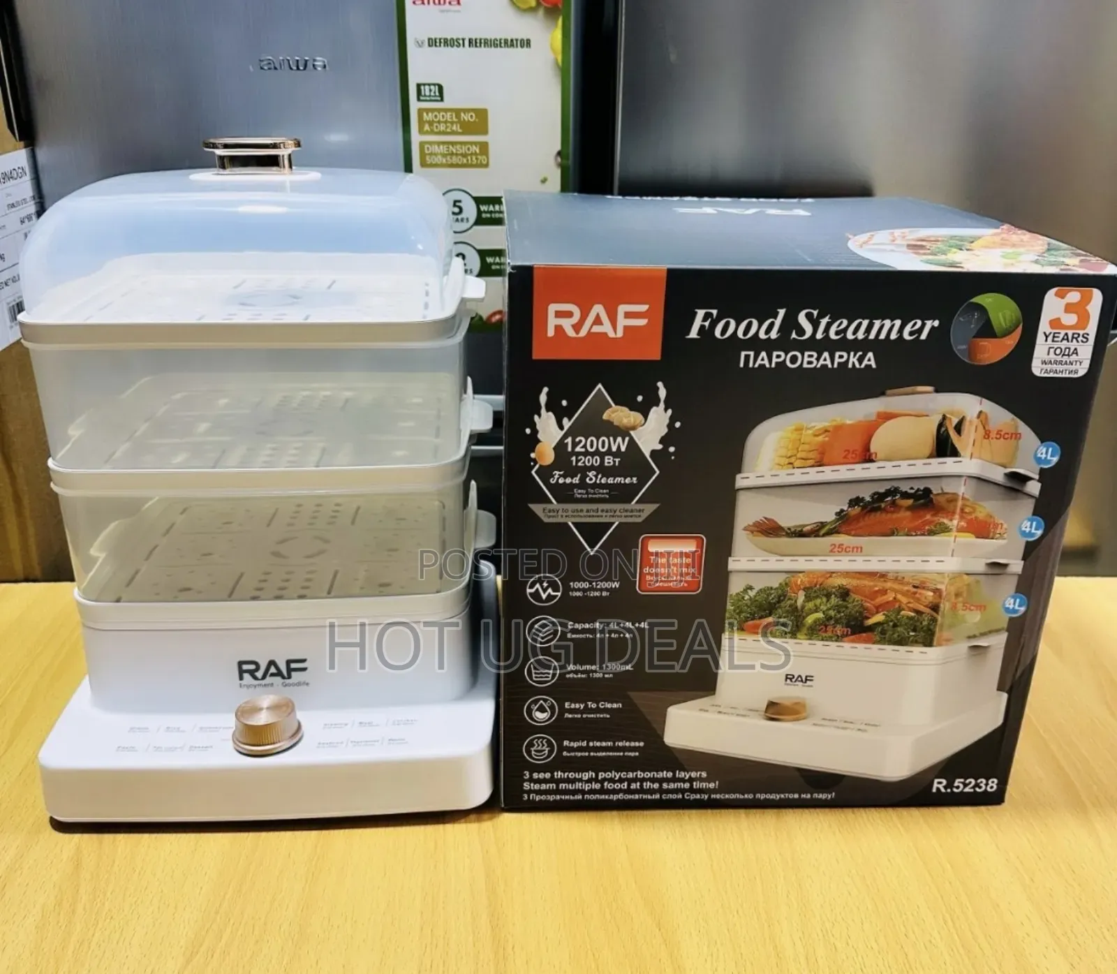 Raf 3 Tier Electric Food Steamer Pot With Display, Timer