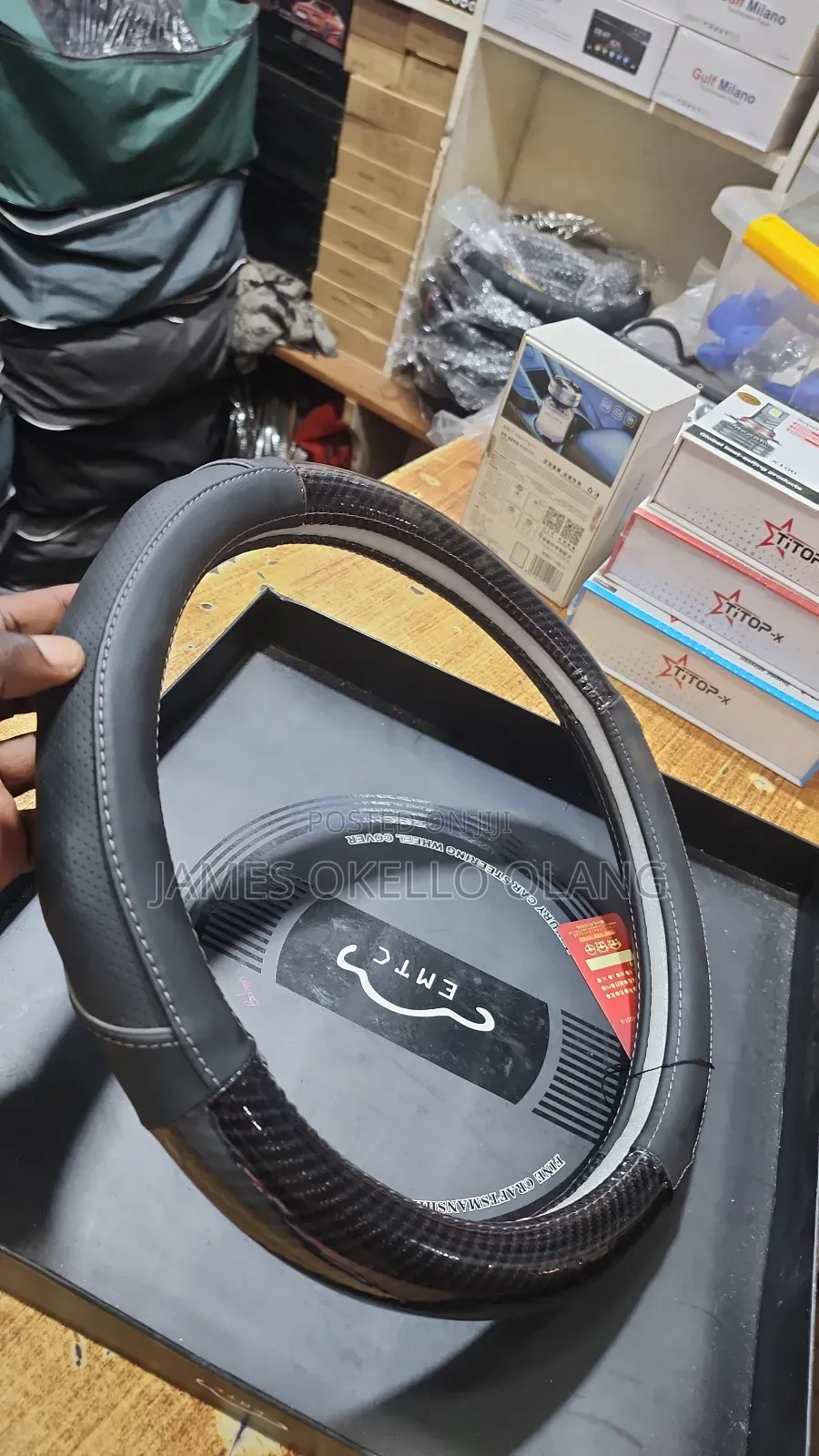 Pure Leater Black Steering Covers.