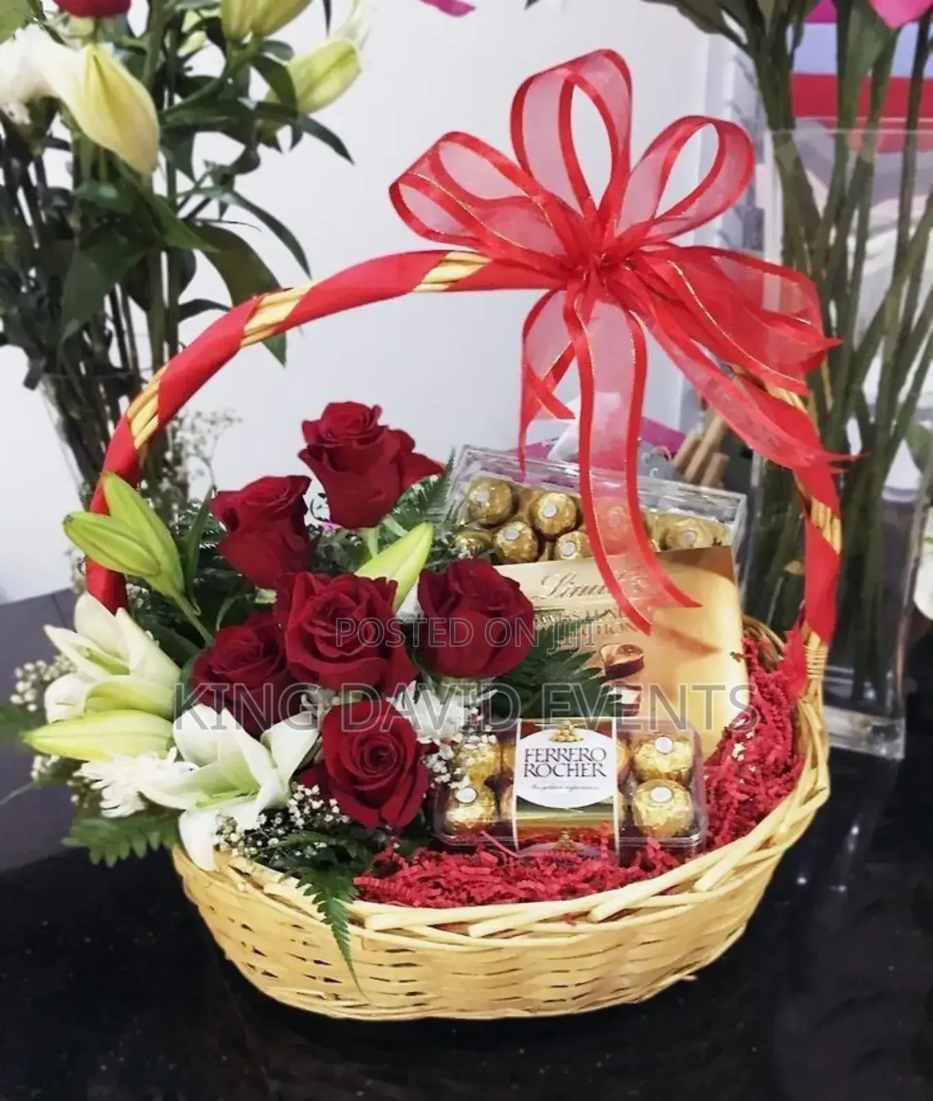 Flower Bouquet Basket With All Accessories for Valentine in Kampala
