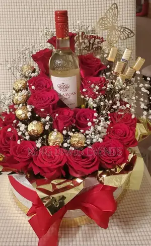 Flower Bouquet Basket With All Accessories for Valentine in Kampala