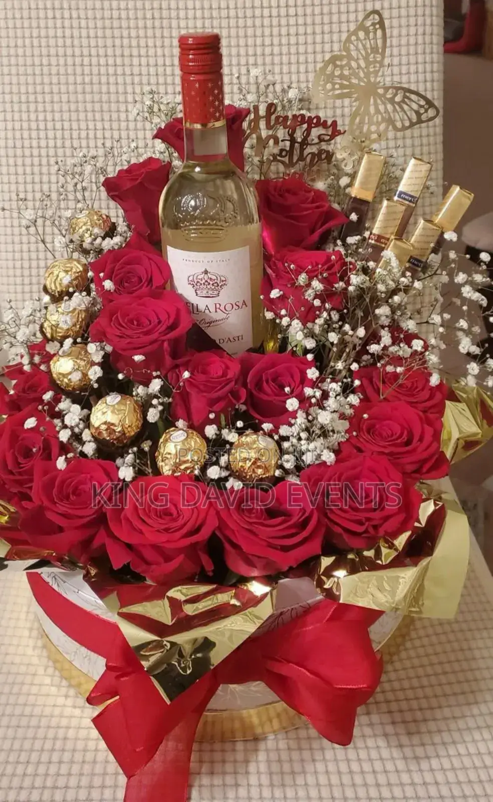 Flower Bouquet Basket With All Accessories for Valentine in Kampala