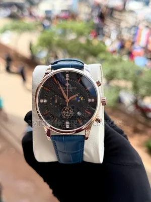 Patek Philippe Mens Analog Wrist Watch Leather Strapped Blue