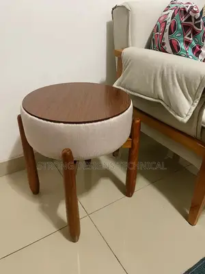 Round Wooden Ottoman Stool/ Make Up Chair