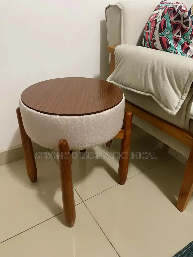 Round Wooden Ottoman Stool/ Make Up Chair