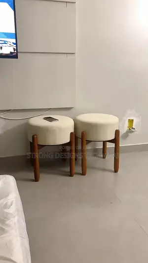 Round Wooden Ottoman Stool/ Make Up Chair