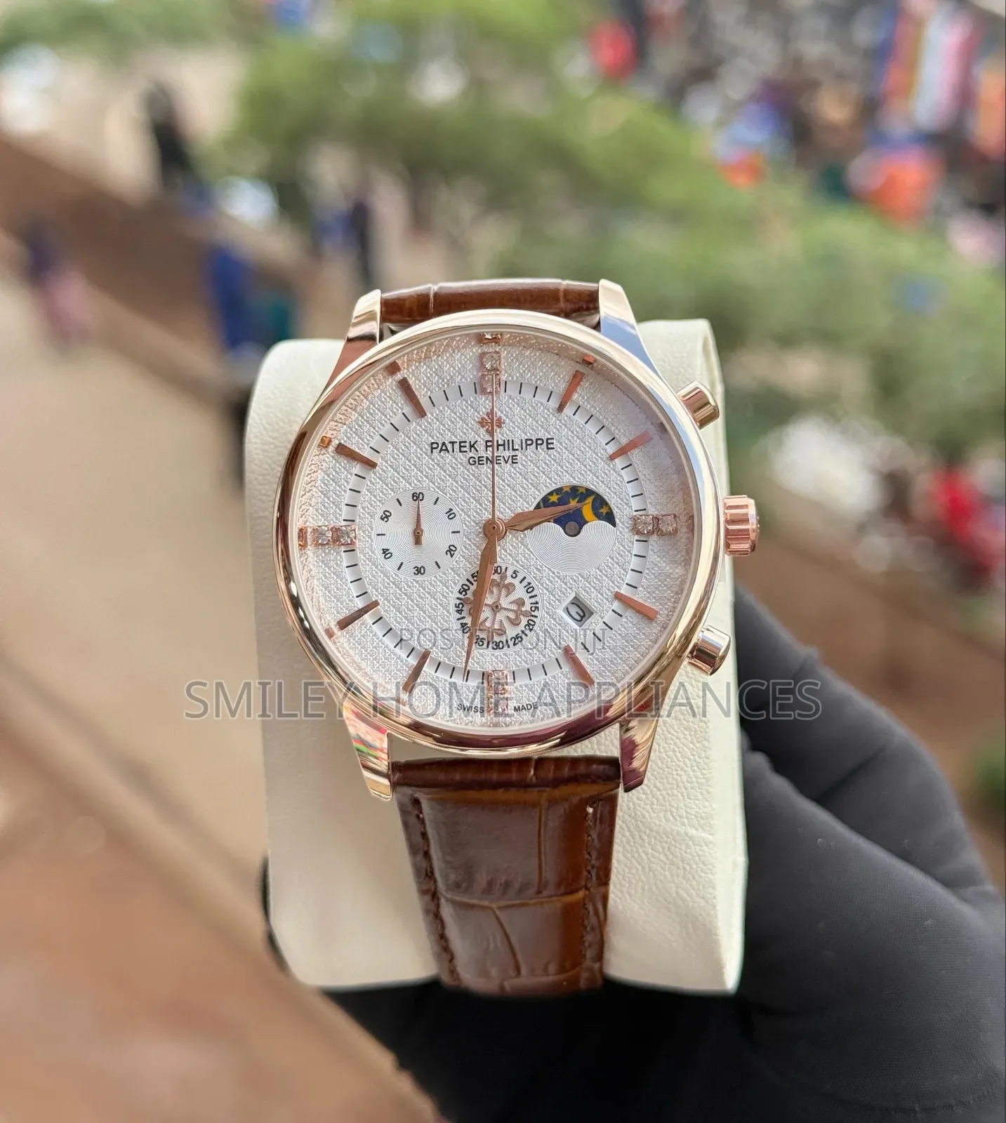 Patek Philippe Men's Wrist Watch Brown Leather Strapped