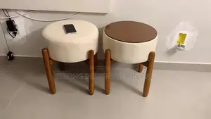 Round Wooden Ottoman Stool/ Make Up Chair