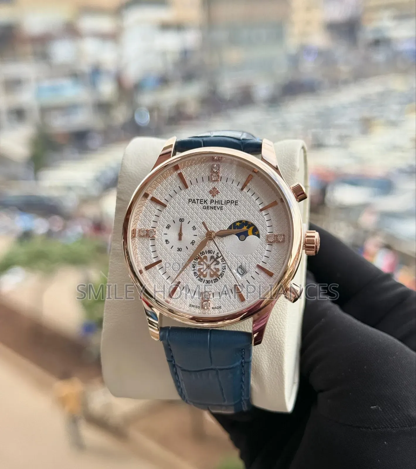 Patek Philippe Men's Original Blue Leather Strapped Watch