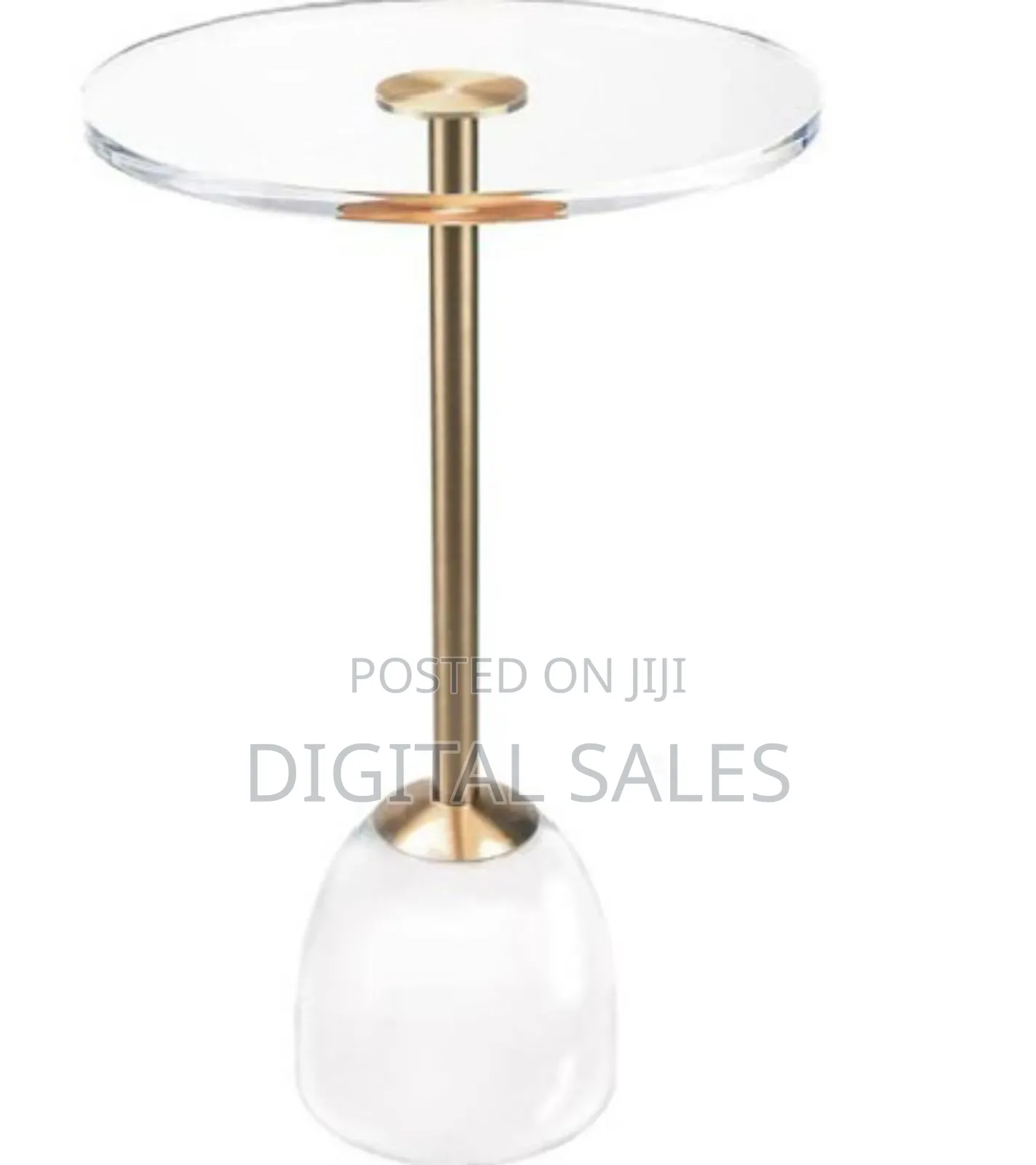 22.4 Inch Clear Acrylic End Table Brushed Brass Metal Round