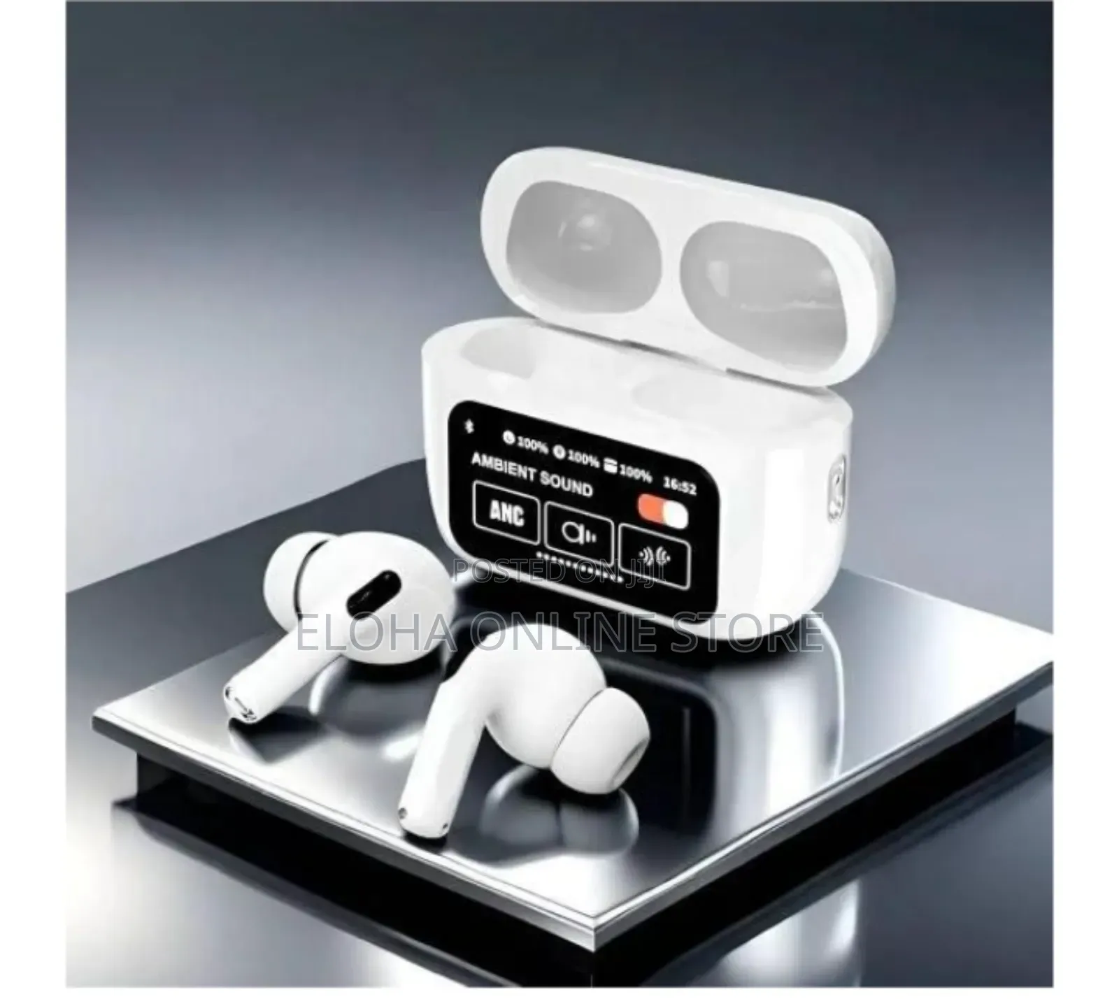 White Noise Cancelling Display Airpods