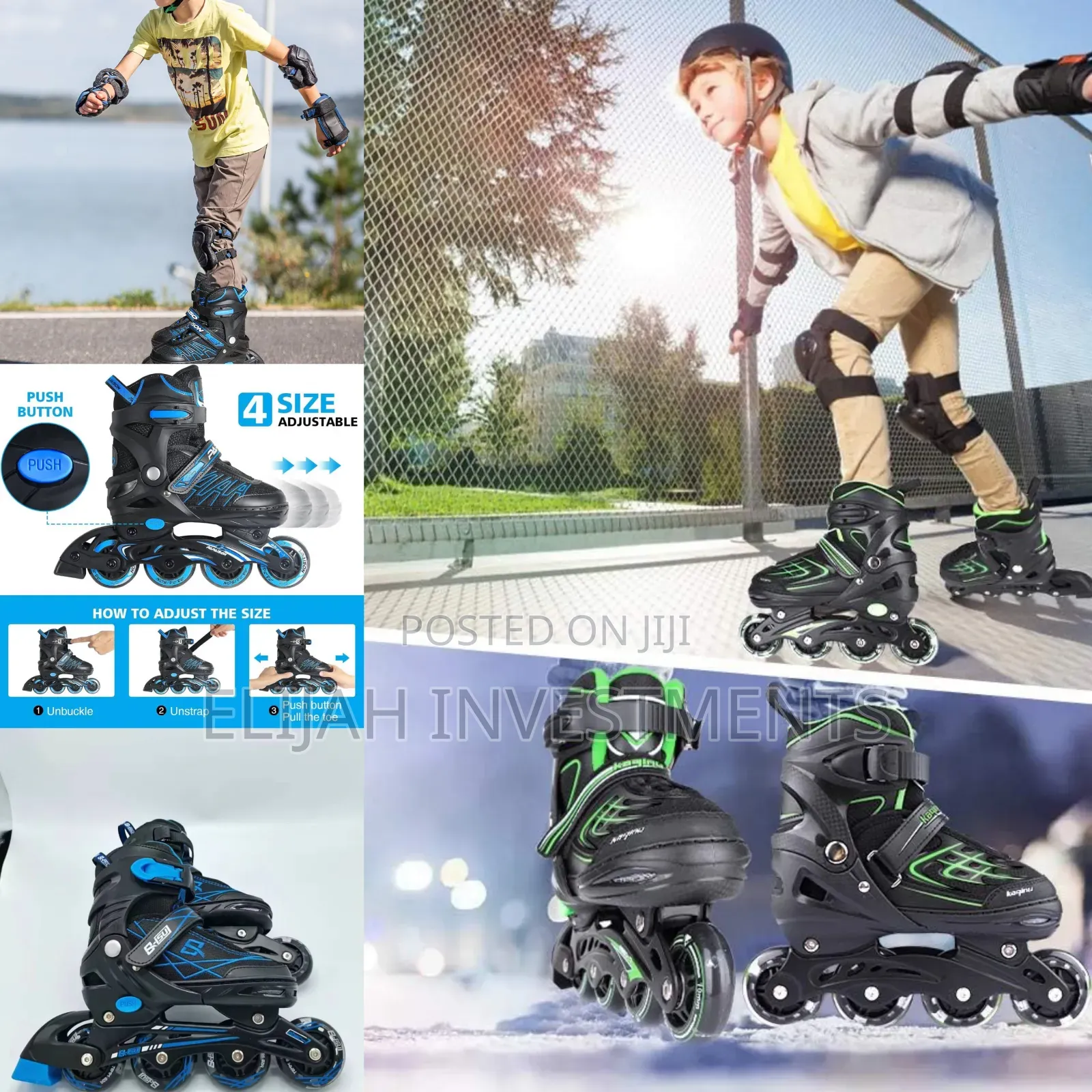 Adjustable Inline Skates for Kids Adult With Protective Gear