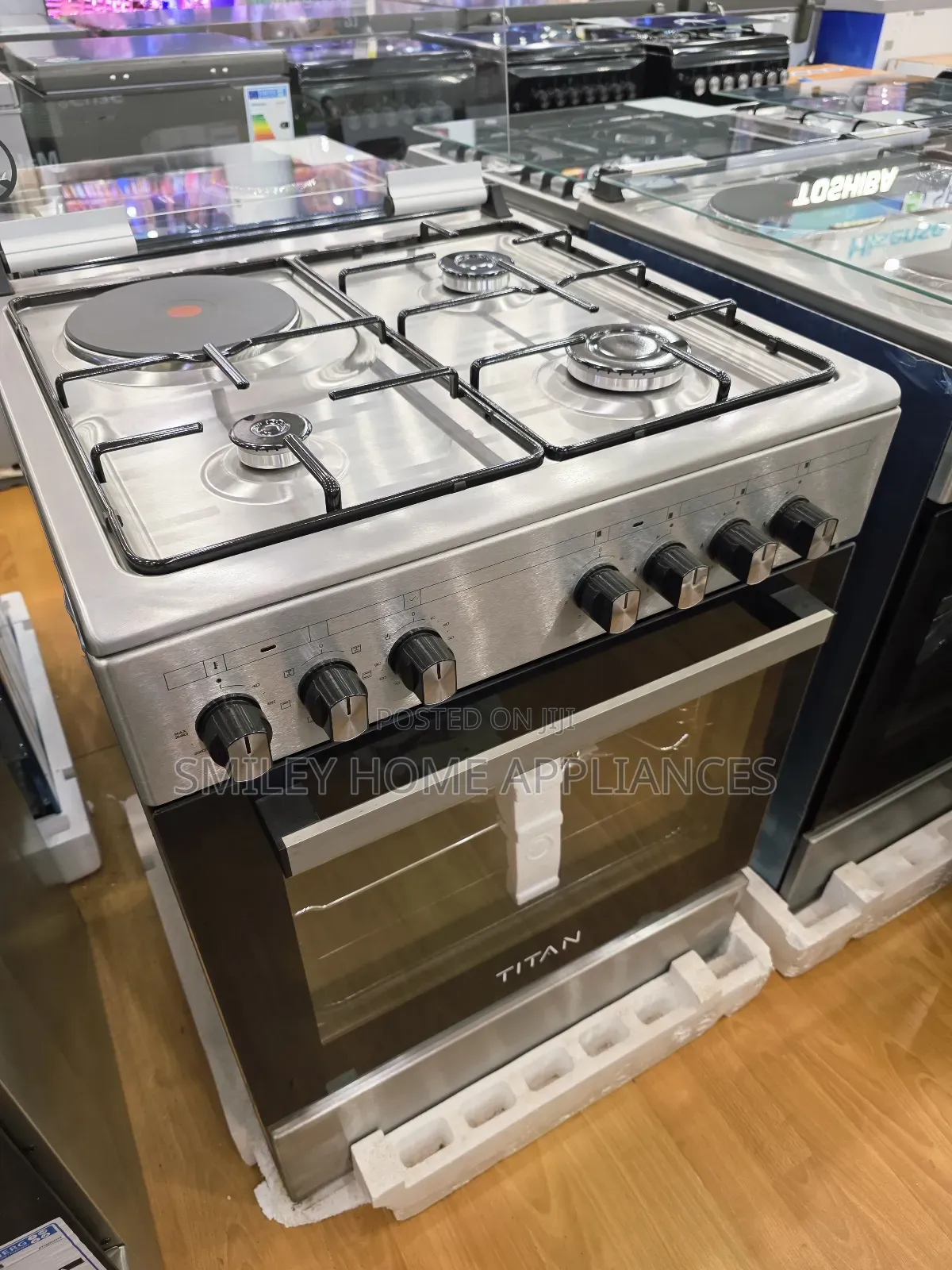 Titan 60cm by 60cm Gas Cooker Stainless (3+1)Electric Oven