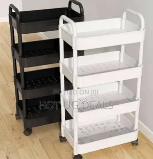 4 Tier Kitchen Rack Organizer Metallic Stand Poles