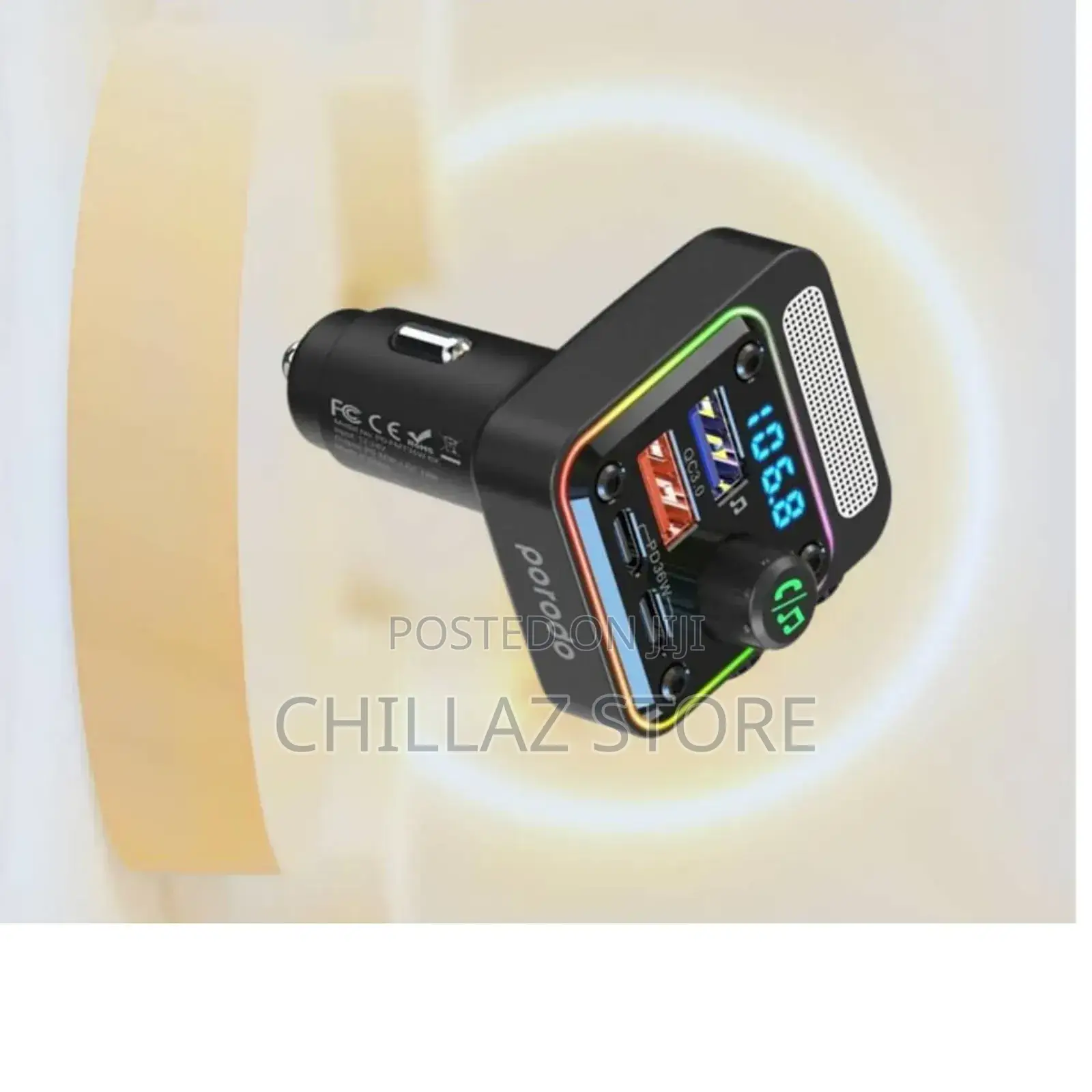 Porodo Fm Transmitter and Car Charger.