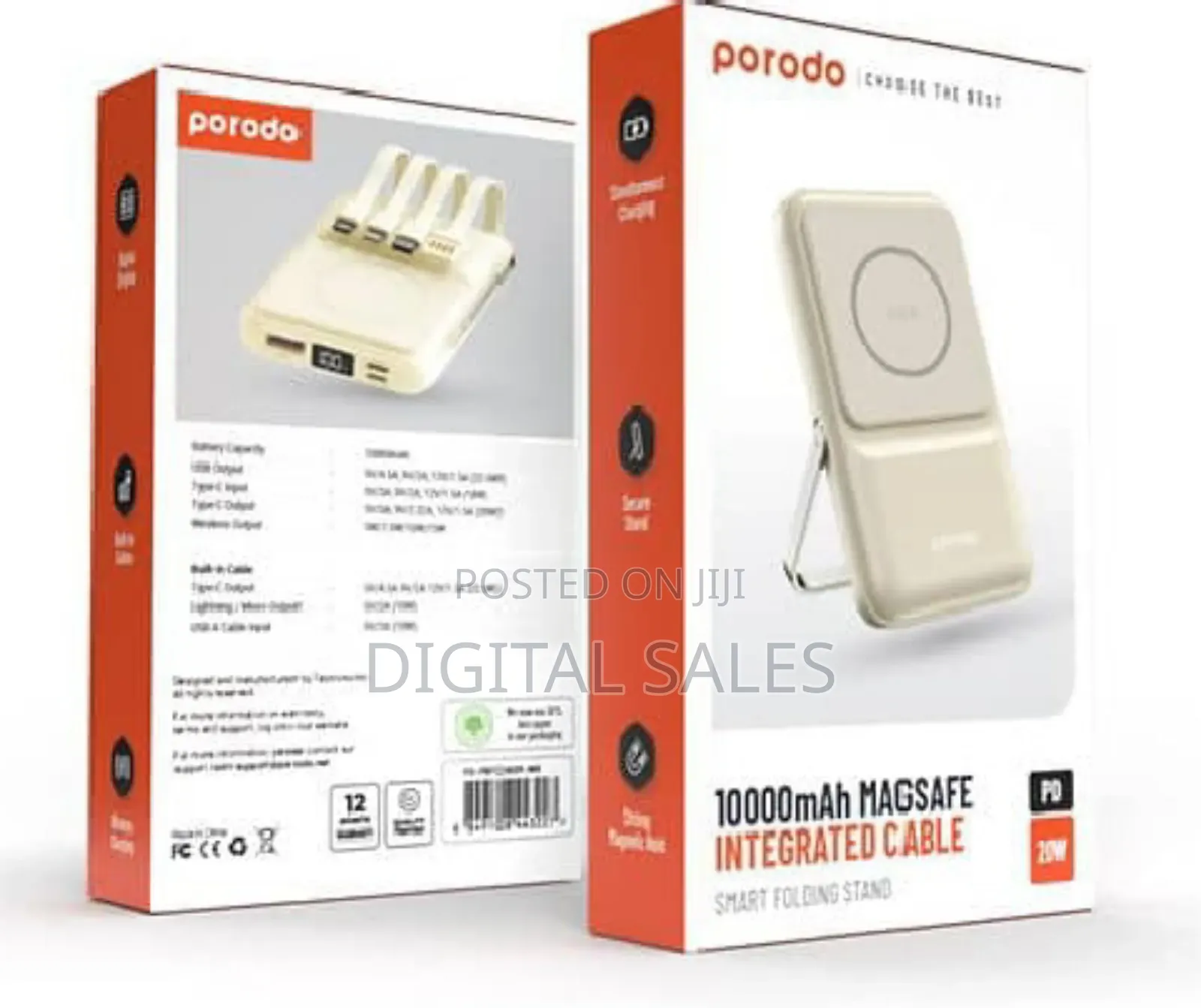 Porodo 10000mah Magsafe Integrated Cables. Pd-Pbfch039-Bk