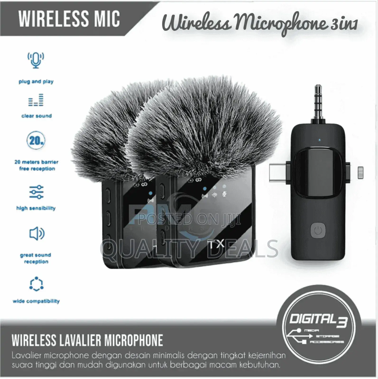 3in1 Lavalier Wireless Microphone F11-2