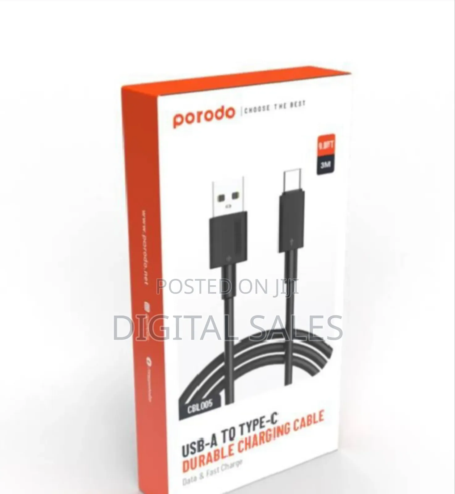New Porodo Braided Cable Usb-a to Lightning 1.2m