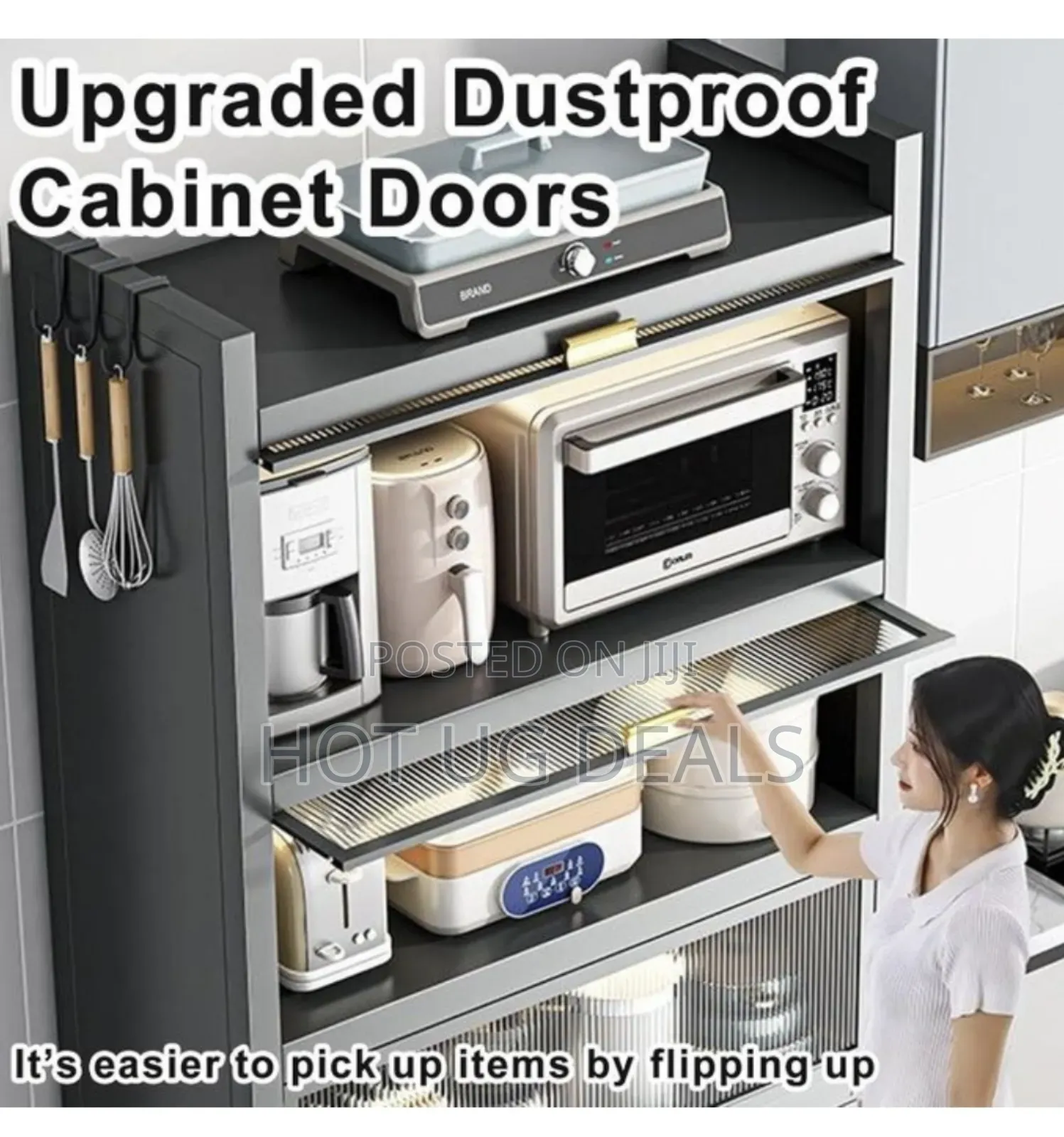 120cm 5 Tier Kitchen Cupboard Storage Cabinet With Flip Door