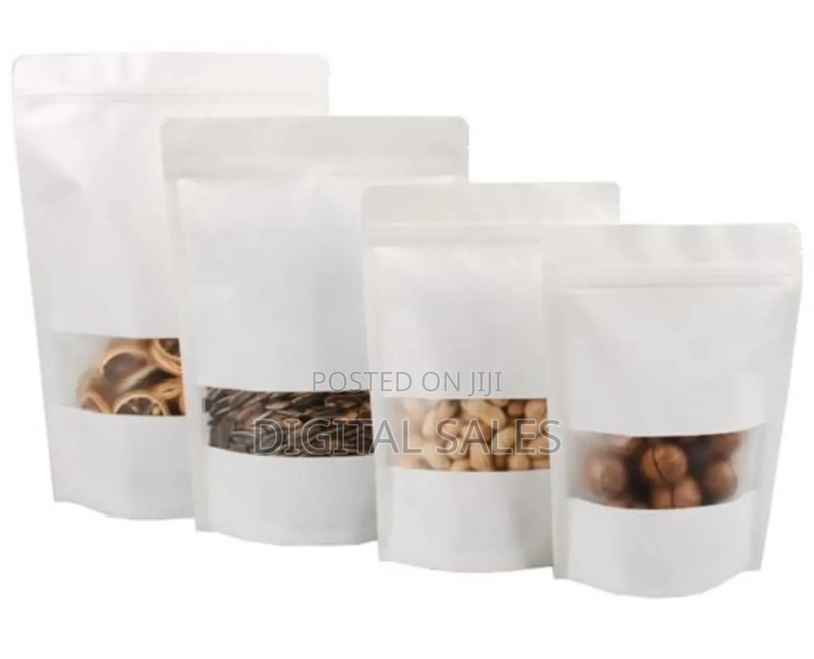 50/100pcs Kraft Paper Zipper Window Bag Reusable Frosted