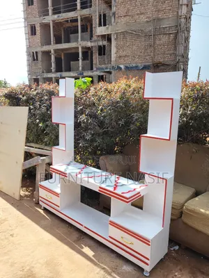 Tv Stand Double Tower White and Black and Red