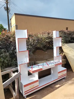 Tv Stand Double Tower White and Black and Red