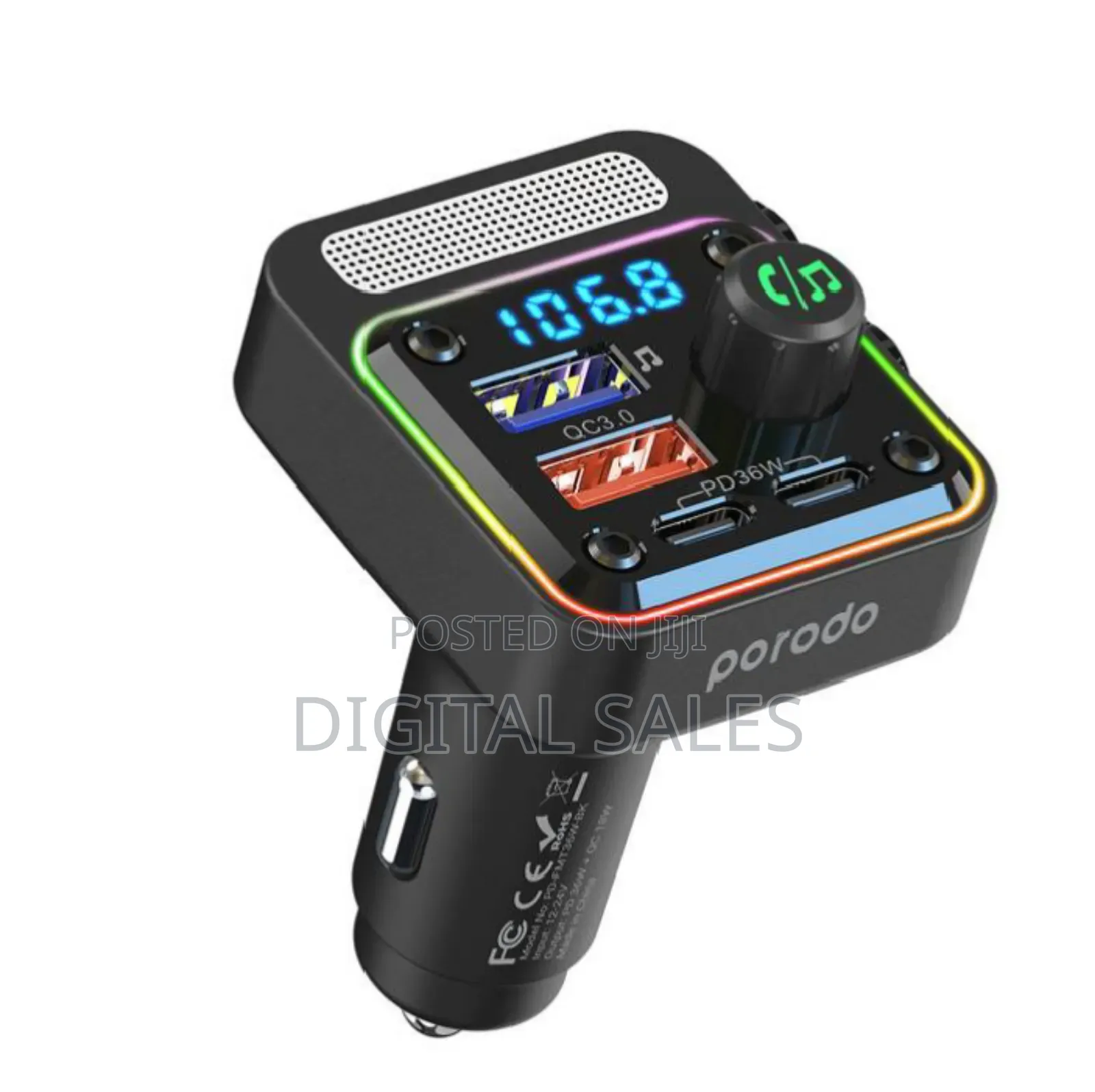 Porodo Fm Transmitter And 35w Fast Charging Car Charger 3.4