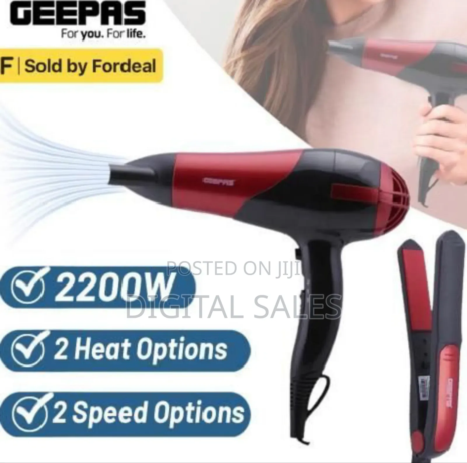 Geepas Ghf86036 Hair Dryer Straightener Combo/Ceramic
