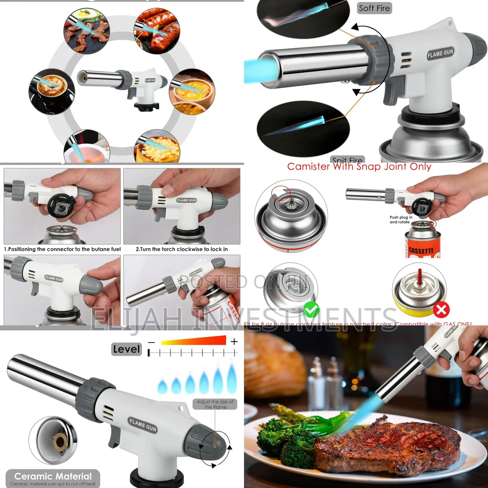 Portable Metal Flame Gun/Butane Torch