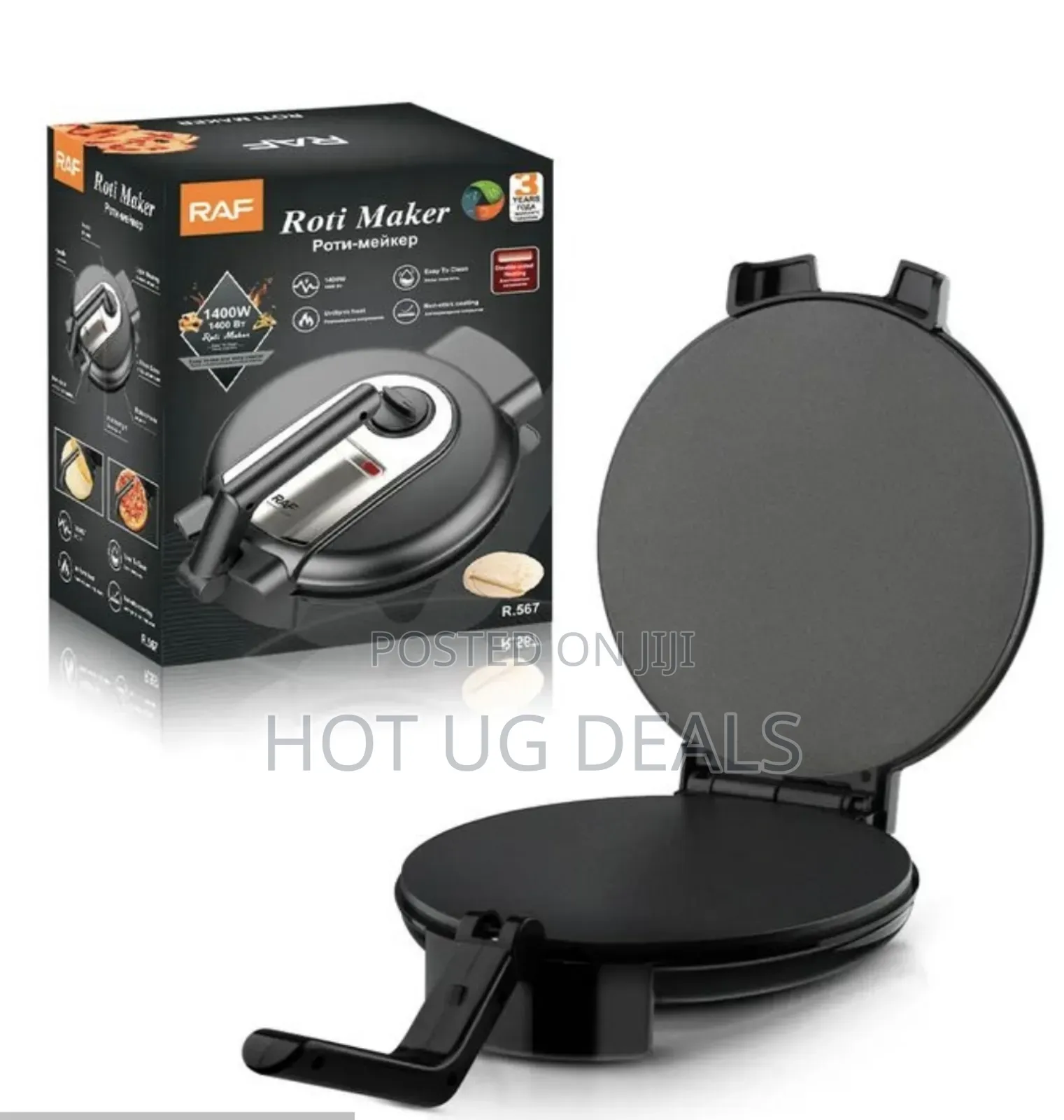 Raf Pizza Chapati Maker Roller Non-stick - Silver/Black