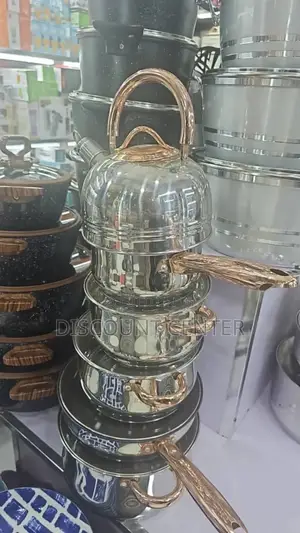 Stainless Gold Dishes With Kettle