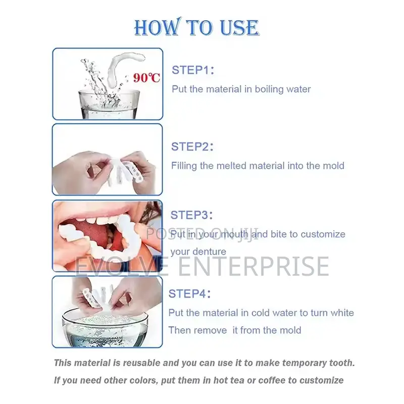 Denture Cover Veneer Snap-on Teeth Kit Fake Temporary Tooth