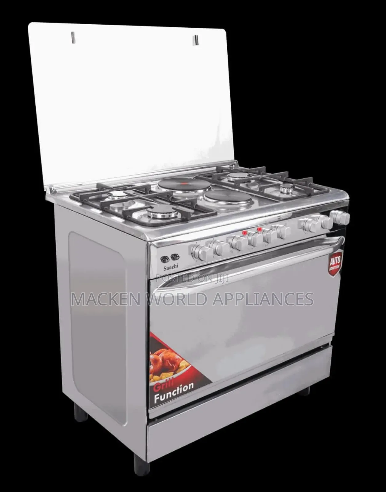 Saachi 90by60cm Cooker 4 Gas Burners ,2 Electric Plates