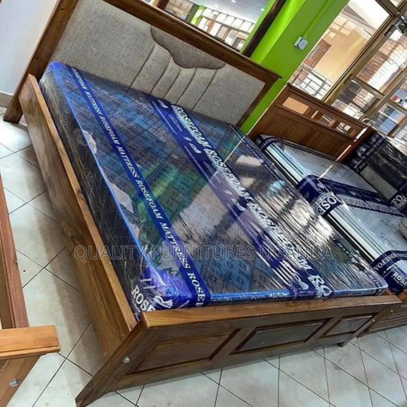 Fabric Mahogany Bed